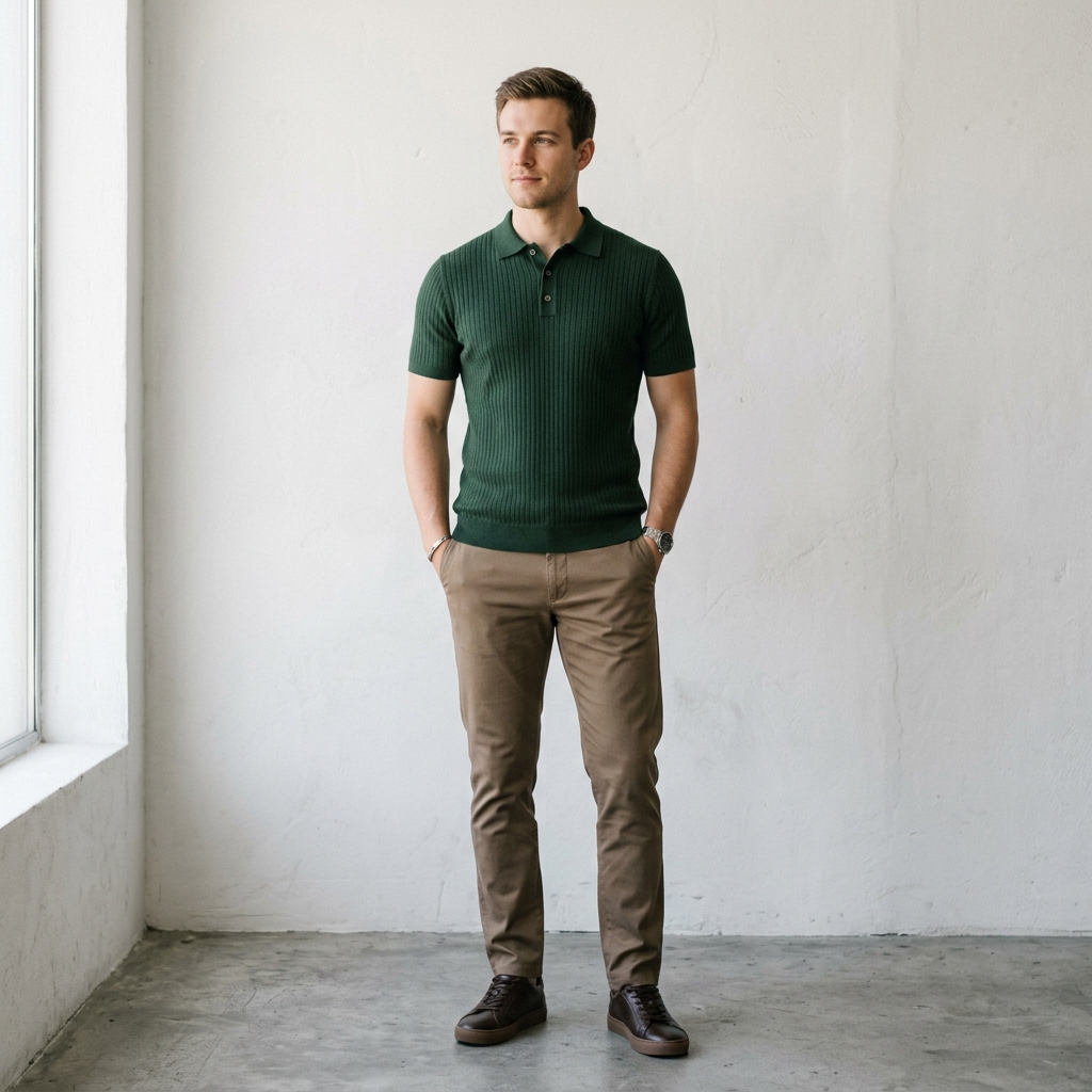 Ribbed Knit Polo