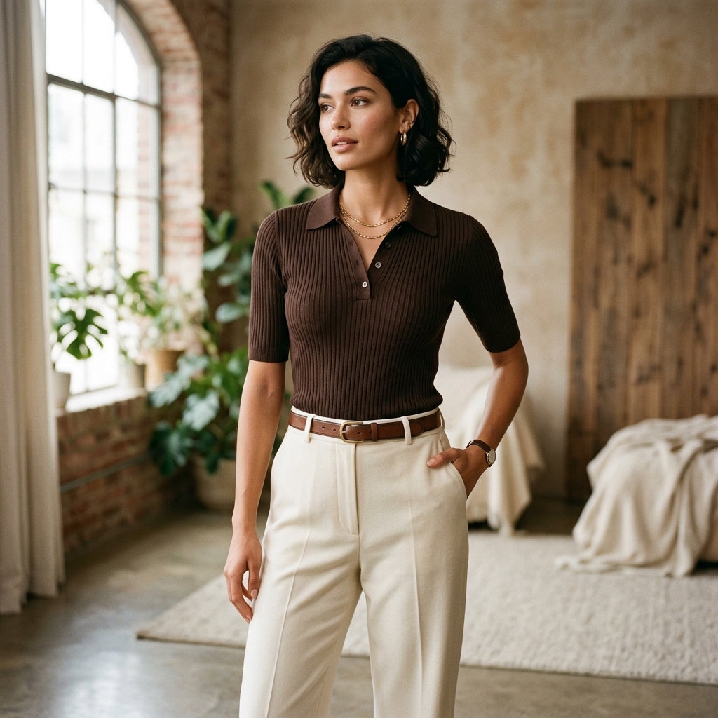 Polo Knit Top